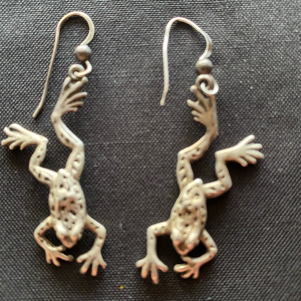 Sterling silver frog earrings